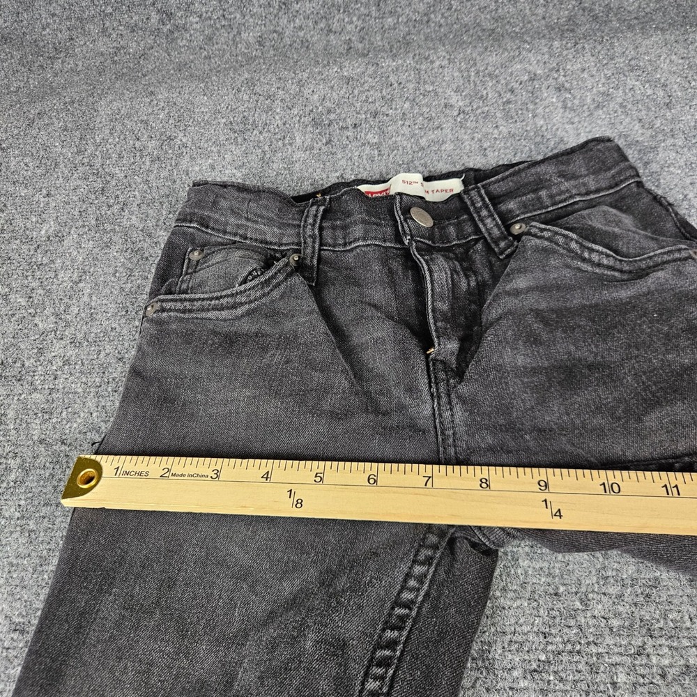 Levis 512 Slim Taper Boys Jeans Black Washed Size 10 Reg 25x25 Adjustable Waist - Picture 3 of 12